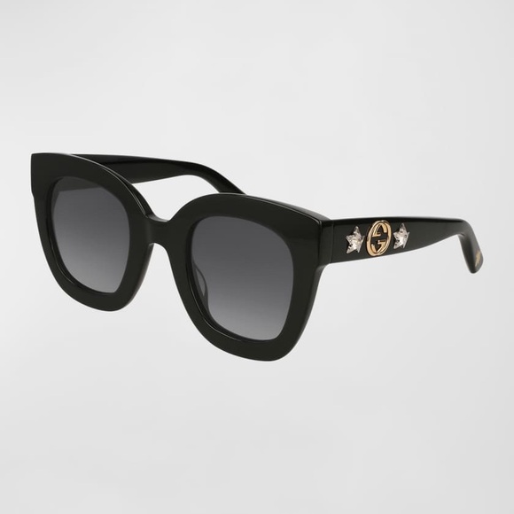 Gucci Accessories - Gucci Black Cat-Eye Sunglasses with Gold GG Accents
